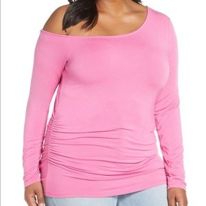 Halogen off the shoulder knit top pink 3X NWT